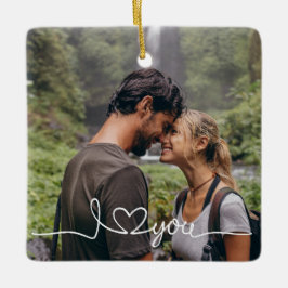 I Liebe Sie in White Script mit Herz Custom Keramikornament