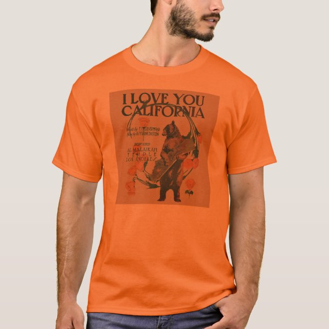 I Liebe-Sie Kalifornien-Bärn-T - Shirtmänner T-Shirt (Vorderseite)