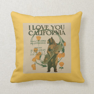 I Liebe Sie Kalifornien-Bärthrow-Kissen 16 x 16 Kissen