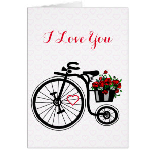 I Liebe Sie Karte Romantische Blume Fahrrad