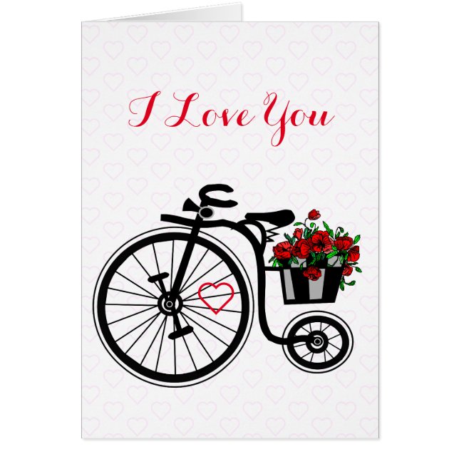 I Liebe Sie Karte Romantische Blume Fahrrad (Vorne)