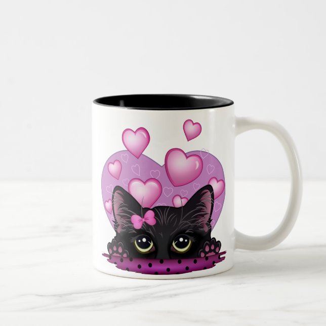 I Liebe Sie Kätzchen-Tasse Zweifarbige Tasse (Rechts)