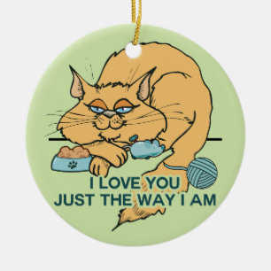 I Liebe Sie lustiges Katzen-Grafik-Sprichwort Keramikornament