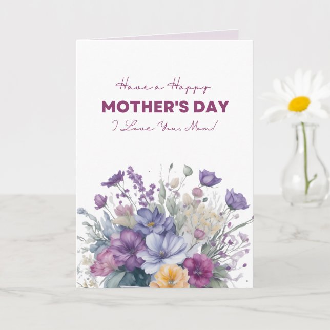 I Liebe Sie Mama benutzerdefinierte Aquarellfarben Karte (Kleine Pflanze)