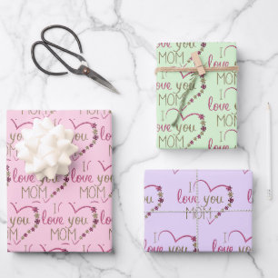 I Liebe Sie Mama Design Geschenkpapier Set