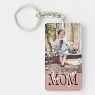 I Liebe Sie Mama Helle Rose Gold Custom Foto Schlüsselanhänger