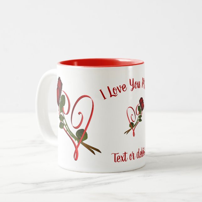 I Liebe Sie Mama Rote Rosen Herz Personalisiert Zweifarbige Tasse (Vorderseite Links)
