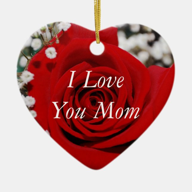 I Liebe Sie Mama-Verzierung Keramikornament (Vorne)