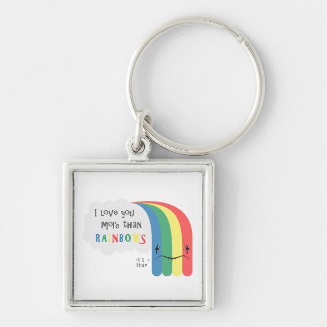 I Liebe Sie mehr als Regenbogen Schlüsselanhänger (Vorne)