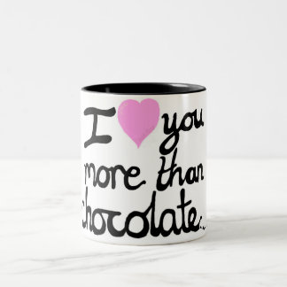 I Liebe Sie mehr als Schokoladen-Tasse Zweifarbige Tasse