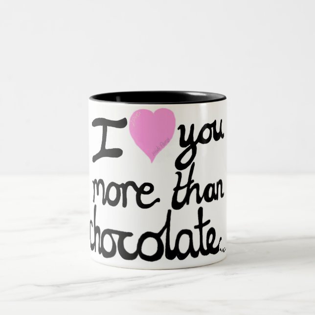 I Liebe Sie mehr als Schokoladen-Tasse Zweifarbige Tasse (Mittel)
