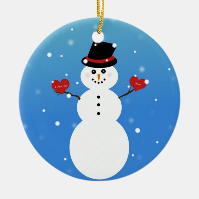 I Liebe Sie mehr Snowman Keramikornament (Vorne)