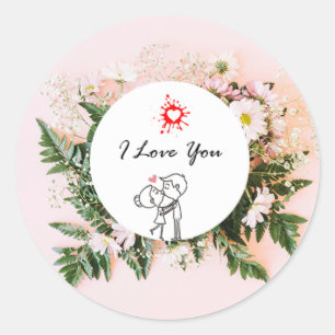 I Liebe Sie - Minimalistisches Herzdesign Runder Aufkleber