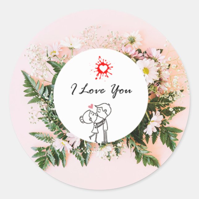 I Liebe Sie - Minimalistisches Herzdesign Runder Aufkleber (Vorderseite)