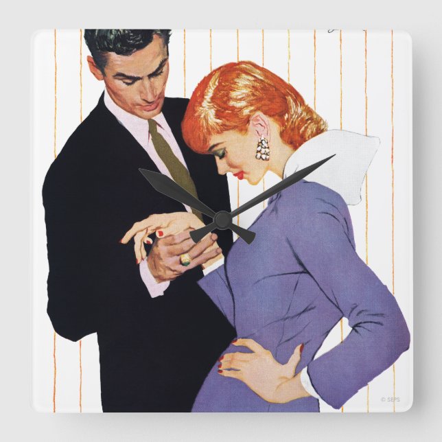 I Liebe Sie, Mutter Girl 2 Quadratische Wanduhr (Vorderseite)