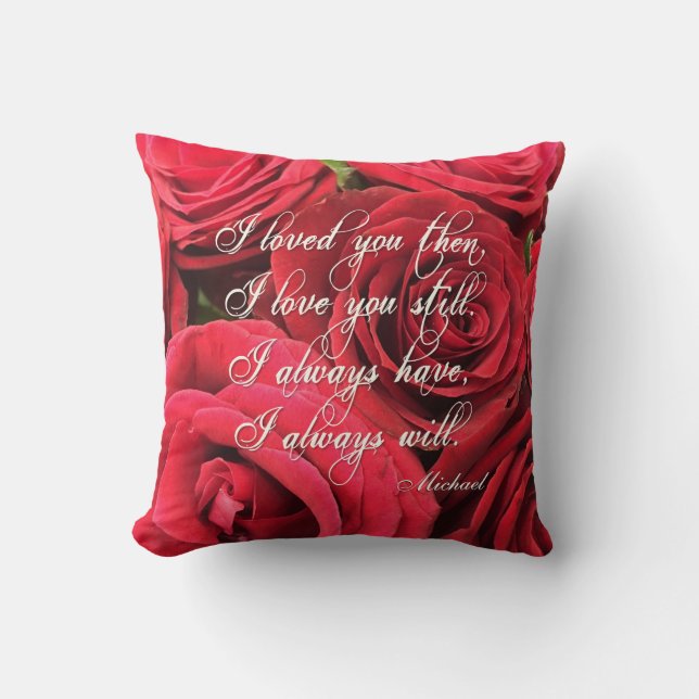 I Liebe Sie noch Rote Rosen personalisiert Kissen (Vorderseite)
