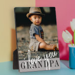 I Liebe Sie Opa Custom Foto Fotoplatte<br><div class="desc">Moderne Foto-Plakette mit Single-Foto eines Kindes und ''I Liebe you Opa'' in moderner Schrift auf grauem Hintergrund. Schönes Geschenk für Großväter.</div>