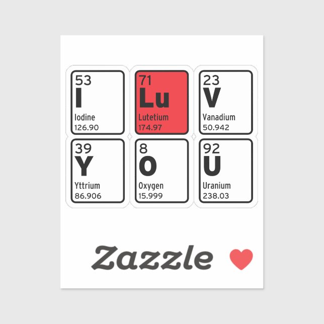 I Liebe Sie Periodische Tabelle Aufkleber (Blatt)