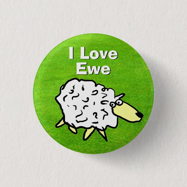 I Liebe Sie - Romantischer Cartoon für Schafdesign Button (Vorderseite)