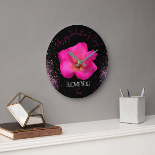 I Liebe Sie - Rose - Valentines Personalisiert Tre Große Wanduhr