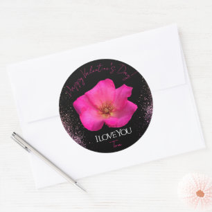 I Liebe Sie - Rose - Valentines Personalisiert Tre Runder Aufkleber