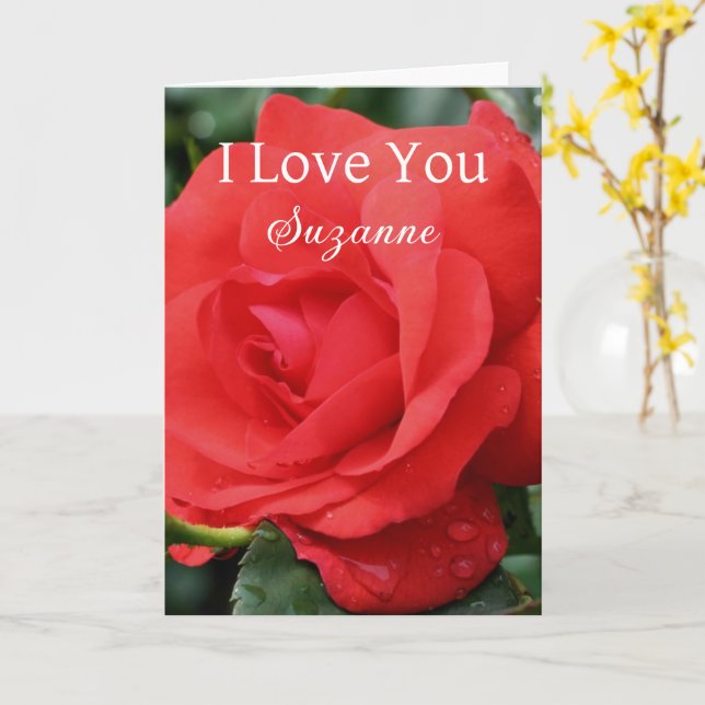 I Liebe Sie Rote Rose Blume Personalisiert Karte (Gelbe Blume)