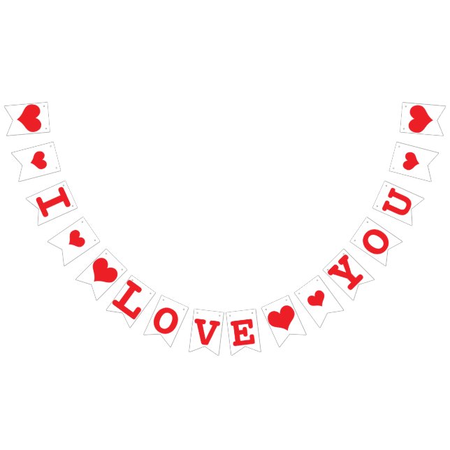 I LIEBE SIE roter Herzenvalentine-Hochzeits-Dekor Wimpelkette (Alle)