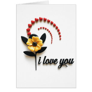 I Liebe Sie Rotes Herz gelbe Blume Leere Innen