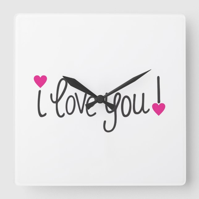 **I LIEBE SIE** SCHLIESSEN QUADRATISCHE WANDUHR (Vorderseite)