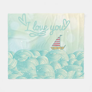 I Liebe Sie Segelboot Fleecedecke