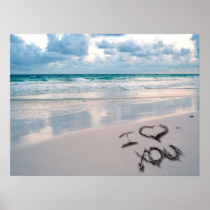 I Liebe Sie, Strand-Sonnenuntergang Poster