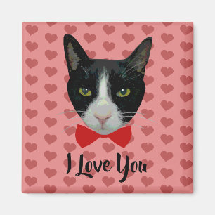 I Liebe Sie - Tuxedo-Katze mit Bogen-Krawatte Magnet