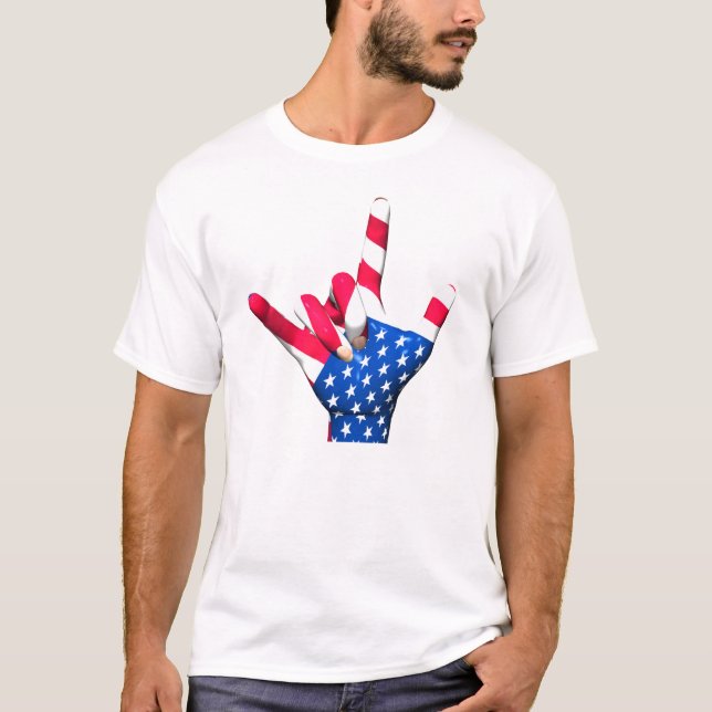 I Liebe Sie USA-Flaggen-T - Shirt (Vorderseite)