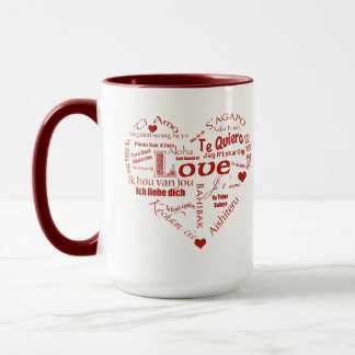 I Liebe Sie-Viele Sprachen+Herzen Tasse
