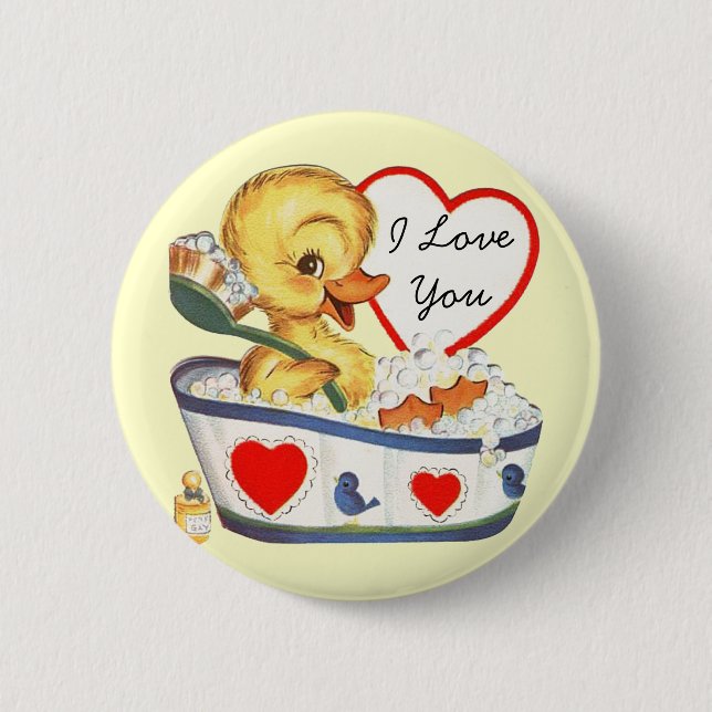 I Liebe Sie Vintage Valentine-Buttone Button (Vorderseite)