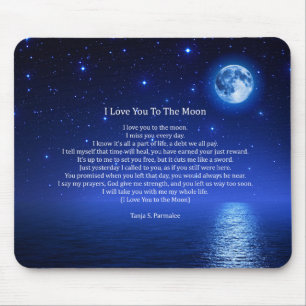 I Liebe Sie zum Mond-Poesie-Kollektor Mousepad