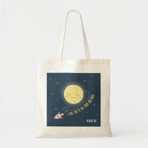 I Liebe Sie zum Mond und hinteren zur Tragetasche