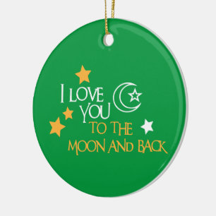 I Liebe Sie zum MOND UND RÜCKSEITE einzigartiger Keramikornament