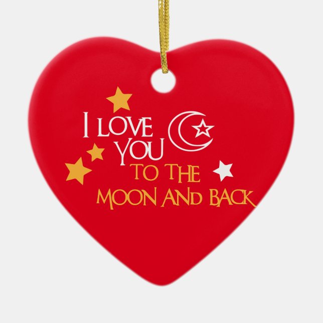 I Liebe Sie zum MOND UND RÜCKSEITE einzigartiger Keramikornament (Vorne)