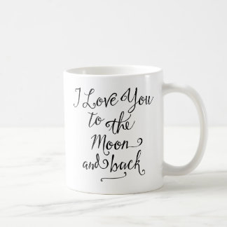 I Liebe Sie zum Mond und zu den hinteren Tassen