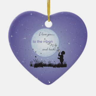 I Liebe Sie zum Mond und zu den Keramik Ornament