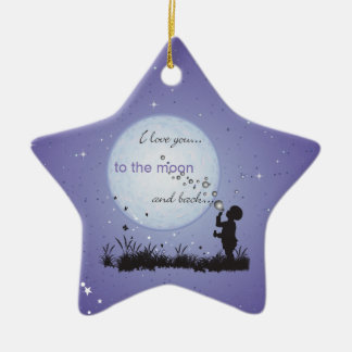 I Liebe Sie zum Mond und zu den Keramikornament