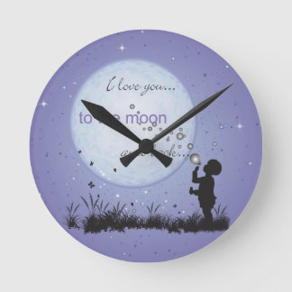 I Liebe Sie zum Mond und zu den Runde Wanduhr