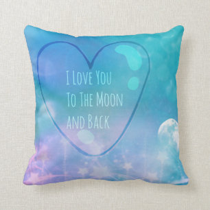 I Liebe Sie zum Mond und zum hinteren Kissen