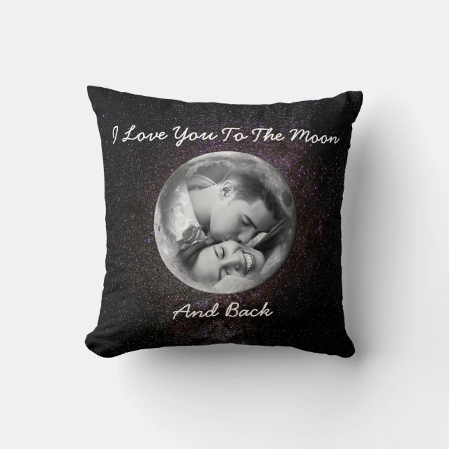 I Liebe Sie zum Mond und zum hinteren Kissen (Vorderseite)