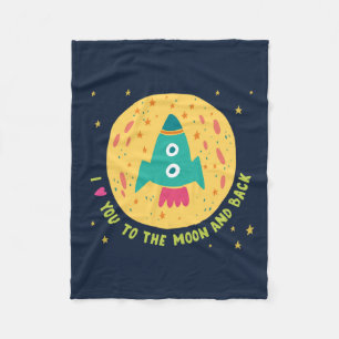 I Liebe Sie zum Mond und zum hinteren Rocketship Fleecedecke