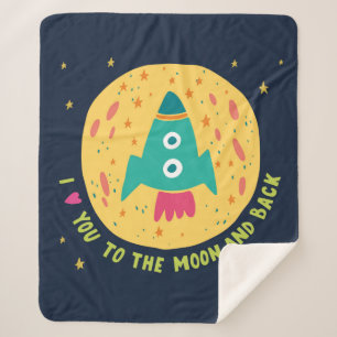 I Liebe Sie zum Mond und zum hinteren Rocketship Sherpadecke