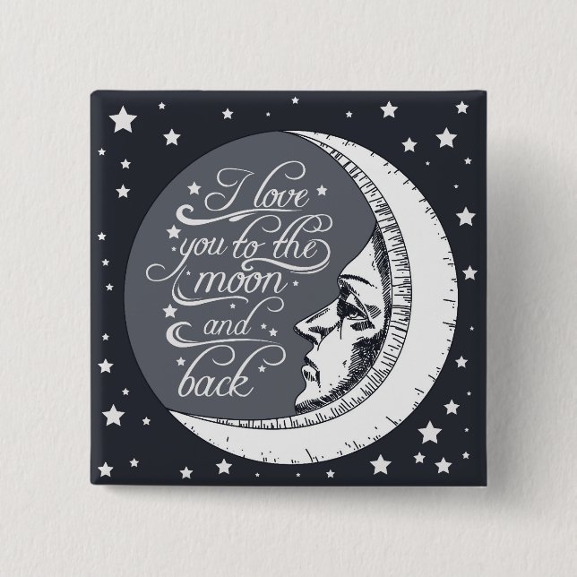 I Liebe Sie zum Mond und zur Rückseite Button (Vorderseite)