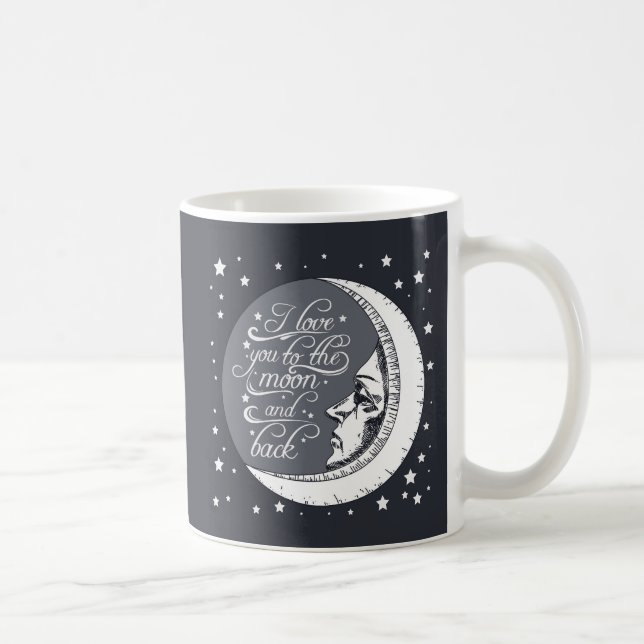 I Liebe Sie zum Mond und zur Rückseite Kaffeetasse (Rechts)