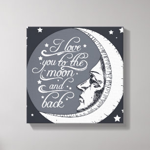 I Liebe Sie zum Mond und zur Rückseite Leinwanddruck